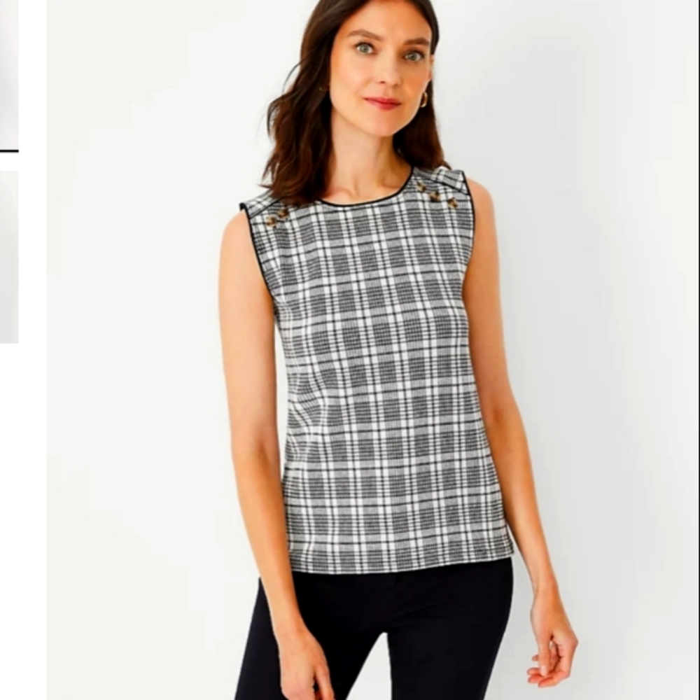 Ann Taylor Plaid Sleeveless Top